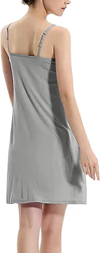 Vista 4 de Vestido completo para mujer, brasier integrado, ropa de dormir con tirantes delgados ajustables