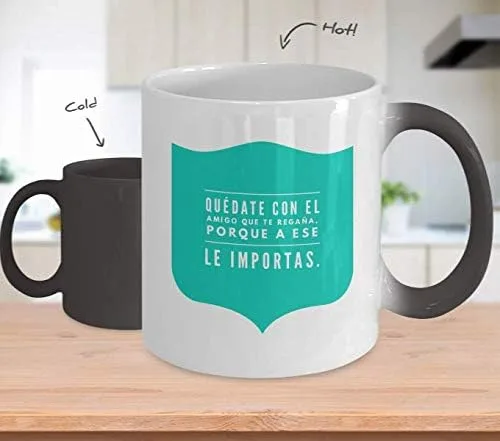 Vista 2 de Taza de Café Amigo Vaso, taza café divertidas, tazas personalizadas, taza de café inspiradoras, taza con mensajes positivos.