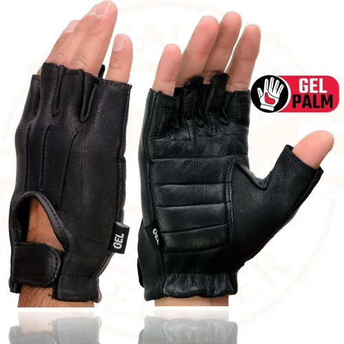 Vista 5 de Guantes sin dedos de piel de ciervo para hombre