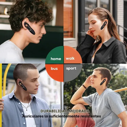 Vista 6 de Auricular Bluetooth V5.4, auricular Bluetooth con micrófono, cancelación de ruido, manos libres Bluetooth para teléfono celular con 36 horas