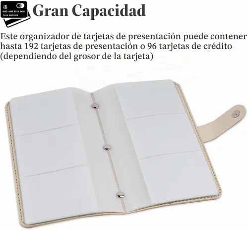 Vista 3 de lizimandu Libro Tarjetero para Tarjetas de Visita, Estuche Libro de Tarjetas de Visita de Cuero PU, Carpeta Organizadora para Tarjetas de 1-beige