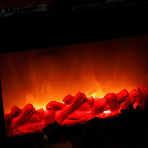 Vista 4 de Farol de chimenea pequeño y acogedor tradicional realista con efecto de llama de leña, luz LED, estilo carbón, lámpara de mesa