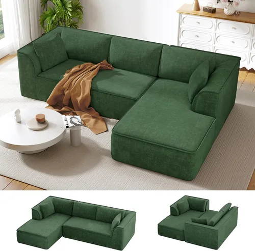Vista 15 de Vesgantti 106" Boneless Couch with Chaise, U Shaped Deep Seat Comfy Cloud Modular Sofa Chenille Memory Foam Sectional Couches for Living Room