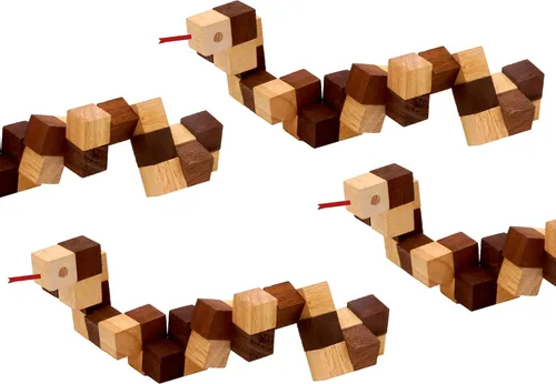 Vista 9 de BSIRI Juego clásico de rompecabezas de serpiente (tamaño M) – Rompecabezas 3D para adultos en mano con diseños de cubo de madera de magia