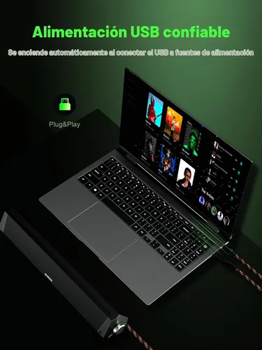 Vista 7 de BLUEDEE Altavoces de computadora para PC de escritorio, barra de sonido de computadora, altavoces estéreo HiFi para computadora de escritorio