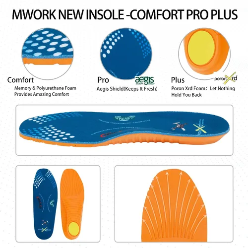 Vista 8 de MWORK Botas de trabajo con punta de mocasín de 6 pulgadas para hombre, suela de cuña, impermeable, ASTM F2413-18, punta metálica de seguridad