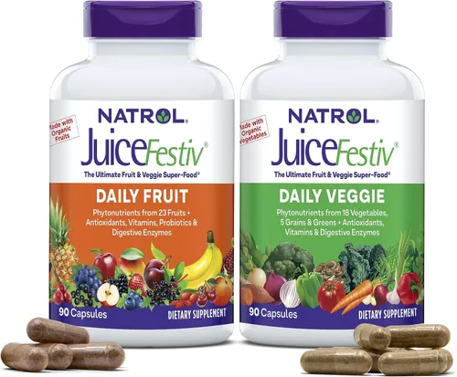 Vista 11 de Suplemento nutricional en cápsulas Natrol JuiceFestiv (60 cápsulas FruitFestiv y 60 cápsulas VeggieFestiv), 47469053031, paquete de de 1, 1, 1