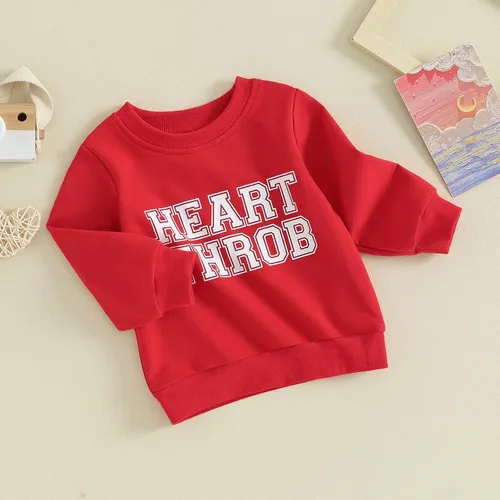 Vista 65 de Traje de San Valentín para bebé, niña, niño, traje de San Valentín, sudadera de manga larga con estampado de corazón