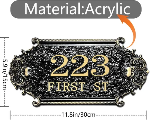 Vista 3 de Placa personalizada de dirección de casa, letrero de dirección de nombre de calle personalizado para números de casa, placa para buzón de garaje