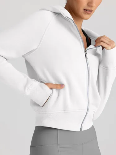 Vista 4 de Trendy Queen - Sudaderas con capucha y cremallera para mujer, sudaderas cortas de vellón, trajes de otoño, estilo informal, cómodas, Y2K, ropa