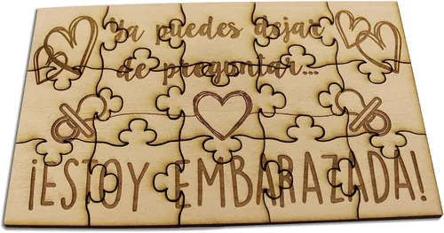 Vista 6 de Vas a ser Abuela! - Rompecabezas de 15 piezas de madera de tilo de 6 x 3.5 pulgadas, divertido y sorprendente anuncio de embarazo en español