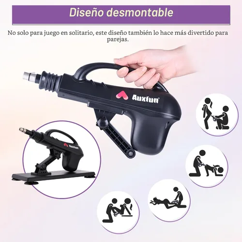Vista 2 de Máquina de sexo Máquina de mierda Máquina Consolador Conector 3XLR con 7 accesorios Marrón