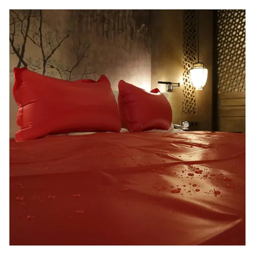 Vista 8 de Zishine - Sábanas de vinilo impermeables tamaño Queen para masaje de aceite, spa, 83 x 67 pulgadas, color rojo