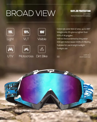 Vista 6 de Gafas para Dirt Bike con Estuche - Gafas de Seguridad para Motocicleta Motocross ATV Carreras, Mejores Regalos de Navidad para Hombres Jóvenes