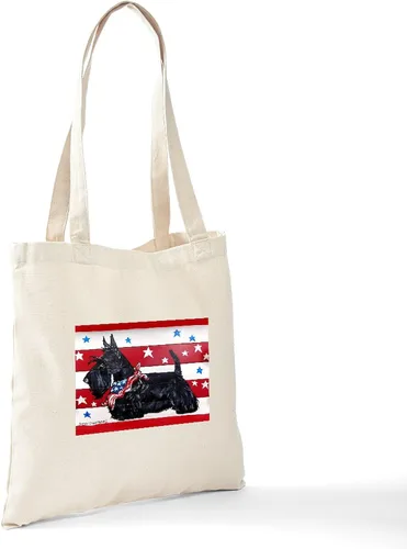 Vista 6 de CafePress American Scottie - Bolsa de compras de lona beige natural reutilizable