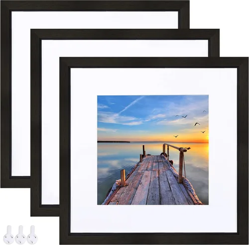 Vista 8 de Hongkee - Juego de marcos para fotos de 3.5x5 de 3 unidades - Hecho de vidrio real y marco de madera negra, foto pequeña de 3.5 por 5