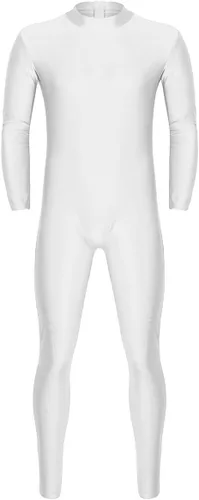 Vista 9 de FEESHOW Traje de leotardo de una pieza con cremallera y cuello alto para hombre Negro
