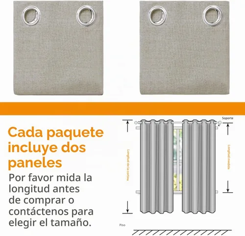 Vista 8 de YoungsTex - Cortinas opacas de lino camello, cortinas de oscurecimiento texturizadas, con ojales, aislamiento térmico, para sala de estar, bloqueo