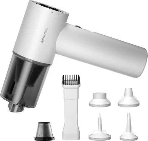 Vista 12 de REIKIYA Aspirador de coche portátil inalámbrico 14000PA soplador de aire comprimido 150000RPM soplador para limpieza de teclado y computadora