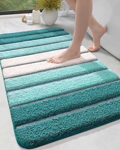 Vista 15 de DEXI Alfombras de baño de 30 x 17 pulgadas, lavables a máquina, antideslizantes, de microfibra suave, absorbente, de secado rápido, para suelo