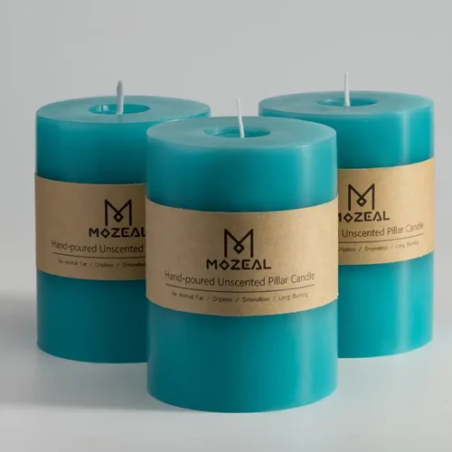 Vista 101 de MOZEAL Juego de 3 velas sin perfume vertidas a mano de 3 x 6 pulgadas, velas tipo pilar sin goteo, combustión de larga duración, aproximadamente 120