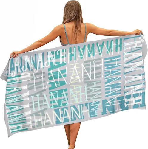 Vista 8 de Toalla de playa con nombre personalizado para adultos, niños, toalla de playa súper suave de secado rápido para niñas y niños, toalla de playa
