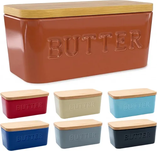 Vista 15 de PriorityChef Plato de Mantequilla Extra Grande con Tapa para Encimera, Envase de Mantequilla de Cerámica con Cubierta Hermética, Soporte