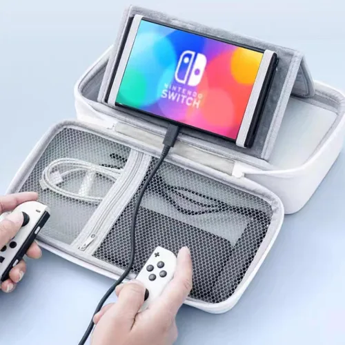 Vista 7 de Carrying Case Compatible with Nintendo SwitchSwitch OLED Console with accessories and Games storage compartment, Portable Hardshell Switch Storage