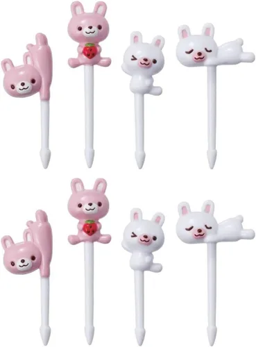 Vista 2 de Torune Mama's Assist - Púas de comida Bento para almuerzo, 8 piezas, animales marinos, juego de conejo de 8 piezas