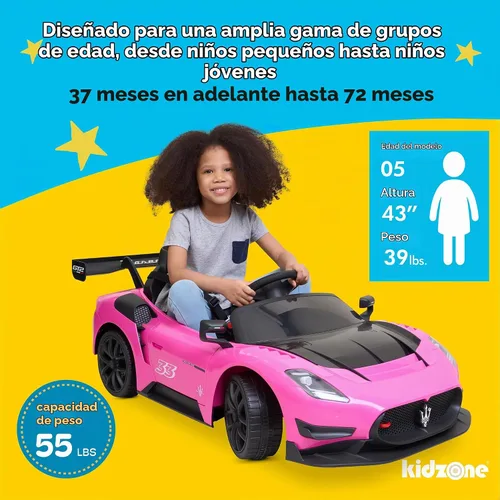 Vista 5 de Kidzone Maserati GT2 - Auto de paseo con licencia para niños de 3 a 6 años Negro