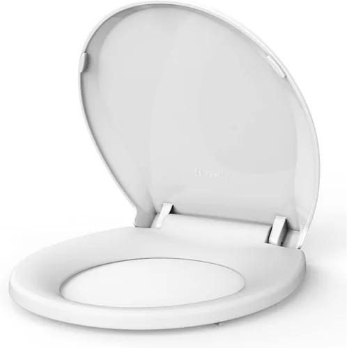 Vista 2 de Asiento de inodoro redondo con cierre suave y lento, asiento de inodoro redondo duradero, nunca se afloja, fácil de limpiar e instalar, asiento