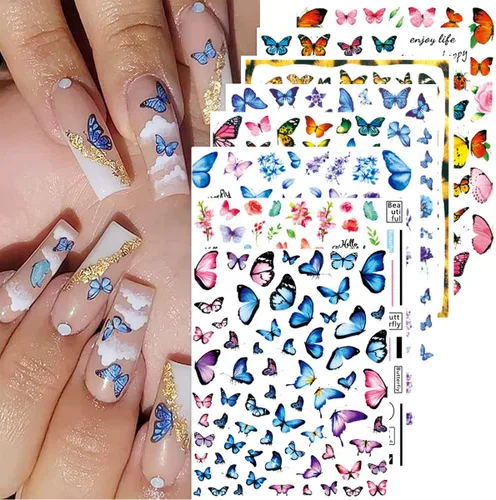 Vista 50 de 30 hojas de calcomanías de uñas para el día de San Valentín, diseño de flores, corazón, pastel de frutas, serie de labios rojos, suministros de arte