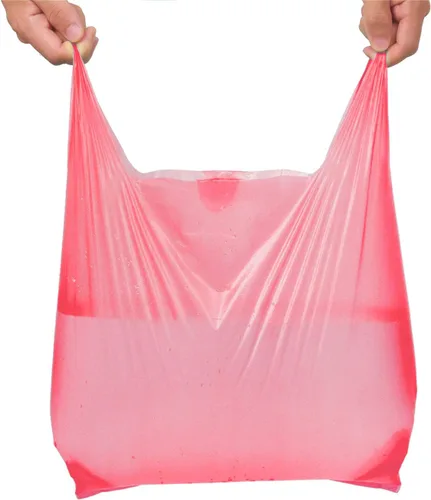 Vista 3 de LazyMe Bolsas para camisetas, bolsas de plástico con asas a granel para compras y restaurantes, bolsas de plástico para negocio, 12 x 20 pulgadas