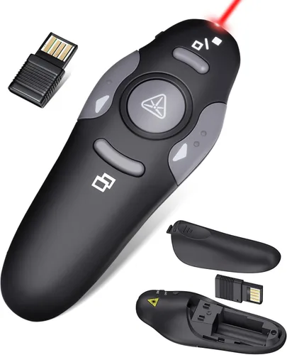 Vista 10 de 2 unidades de clicker inalámbrico para presentaciones de PowerPoint, control remoto de presentador inalámbrico con puntero láser, clickers