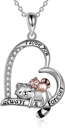 Vista 8 de ONEFINITY Collar de regalo de panda rojo, mapache, vaca, colgante de plata esterlina, joyería de animales lindos para mujeres y niñas