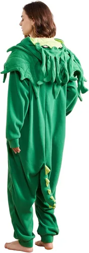 Vista 2 de Focupaja Pijama unisex de una pieza para Halloween, disfraz de fiesta de Navidad, cosplay, overol para el hogar, ropa de dormir