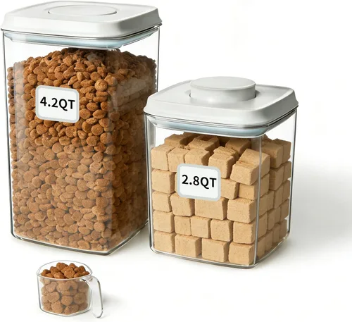 Vista 8 de Ankou Recipiente hermético de almacenamiento de alimentos para perros, 2.8 cuartos de galón, tapa pop de un solo toque, sin BPA, recipiente