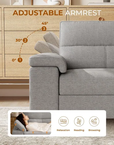Vista 19 de Upvilla Sofás modernos de 88.97 pulgadas para sala de estar, sofá de asiento profundo con cojín de 8 pulgadas, cómodo sofá biplaza de felpilla de 2