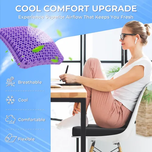 Vista 3 de TushGuard Cojín de asiento de gel para sentarse durante mucho tiempo (2.2 pulgadas, negro)