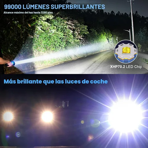 Vista 5 de Cinlinso Linternas LED Recargables de Altos Lúmenes, 99,000 Lúmenes Linterna Súper Brillante con 7 Modos, Potentes Linternas Impermeables de Mano