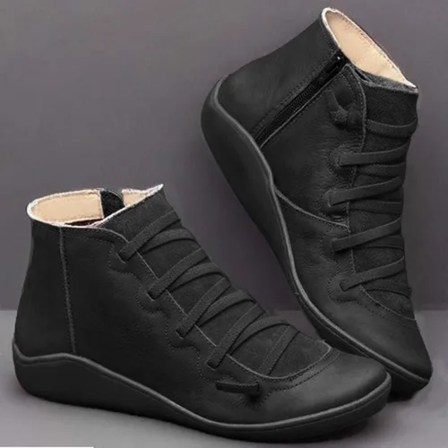 Vista 2 de Botas al tobillo para mujer, con cremallera, clásicas, puntiagudas, botas Chelsea con plataforma para mujer