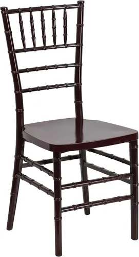 Vista 5 de Flash Furniture HERCULES PREMIUM Series Silla apilable de resina de caoba Chiavari Weddings And Parties, Durable Resin, Easy To Clean