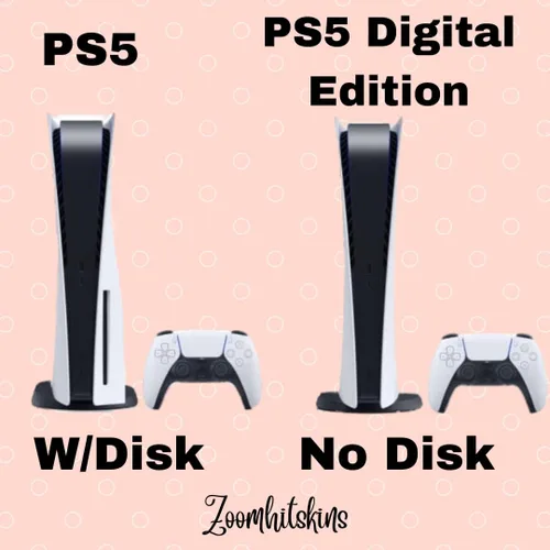 Vista 3 de ZOOMHITSKINS Compatible with PS5 Digital Version (No Disk Version) Skin, Gold Game Accessories, Durable, Bubble-free, Precisely Cut