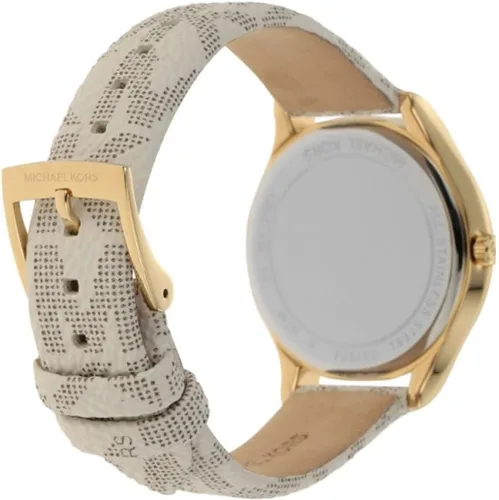 Vista 3 de Michael Kors MK2861 - Reloj de 1299in con esfera dorada piel blanca y crema con logotipo Jaycie