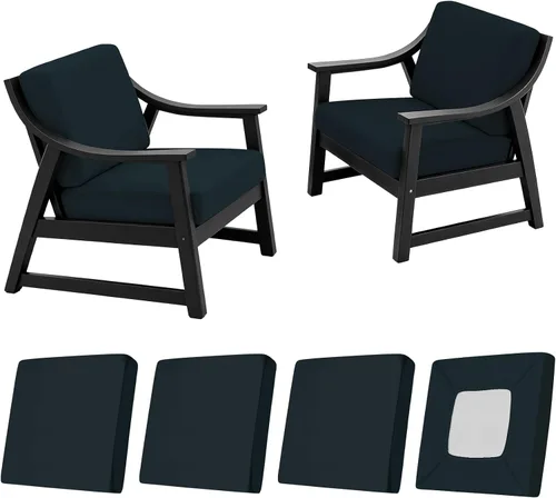 Vista 14 de NettyPro Juego de 4 fundas elásticas para cojines de asiento de sillas de patio, fundas elásticas de repuesto para la mayoría de sofás, protectores