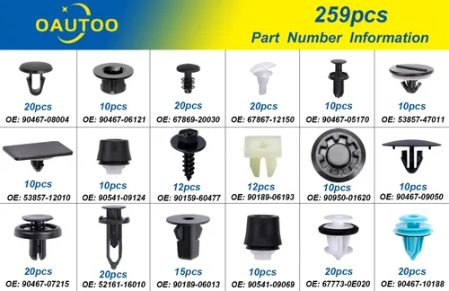 Vista 3 de 259 piezas compatibles con Lexus & Camry Corolla Corolla Interior y Exterior Retenedor Clip Clip Surtido