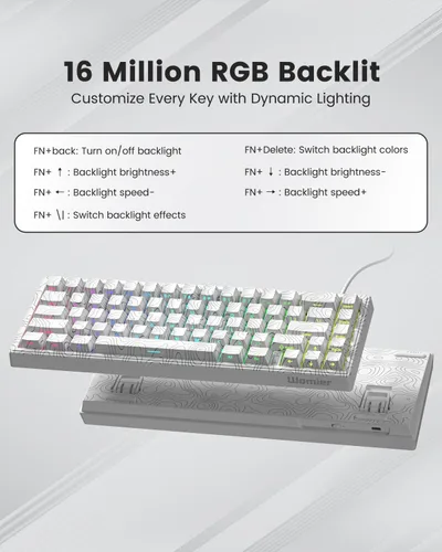 Vista 3 de M68HE Pro - Teclado mecánico para juegos con efecto Hall del 65%, interruptores magnéticos intercambiables en caliente, disparador rápido