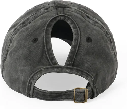 Vista 3 de Gorra de béisbol bordada personalizada para mujer, diseño amigable con cola de caballo, sombrero de sol de algodón lavado, gorra de protección solar