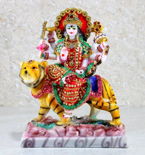 Vista 3 de Esplanade Maa Durga MATA Rani Murti - Estatua de ídolo para mandir del hogar, resina, 10 pulgadas, multicolor