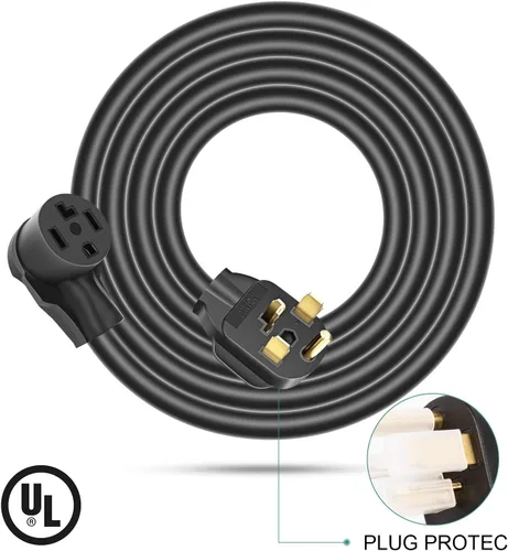 Vista 3 de Rophor Cable de extensión para secadora de 4 puntas, 30 amperios NEMA 14-30P a 14-30R cable de extensión para extensión de alimentación de secadora